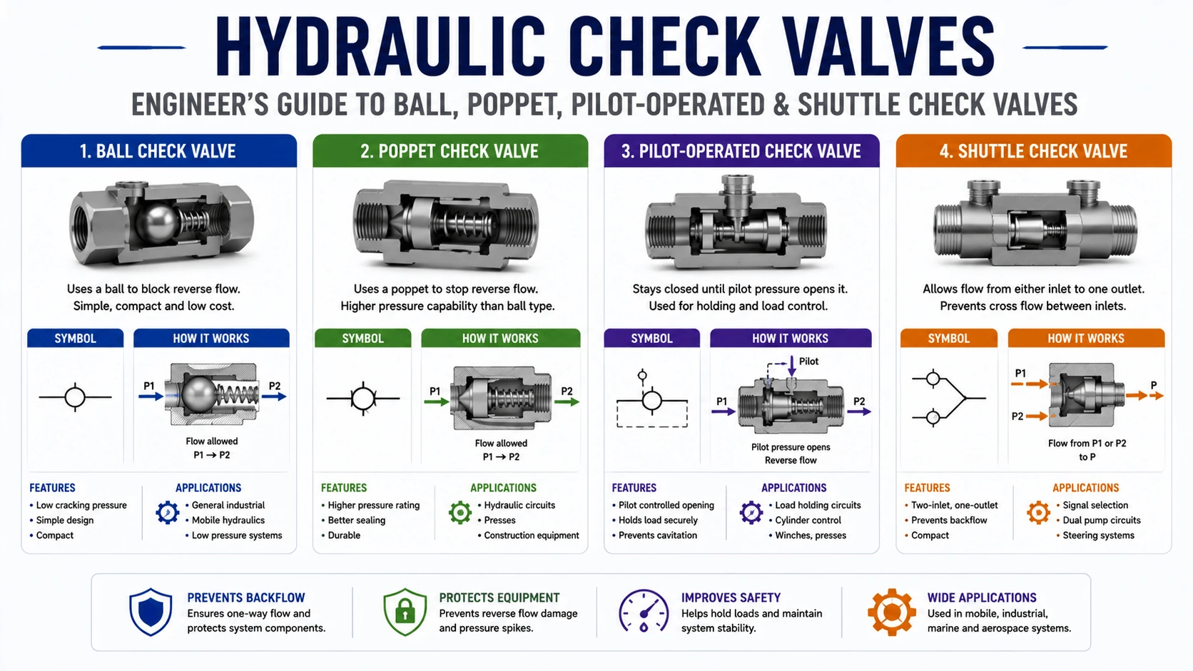 Hydraulic Check Valves- Engineer's Guide to Ball, Poppet, Pilot-Operated & Shuttle Check Valves