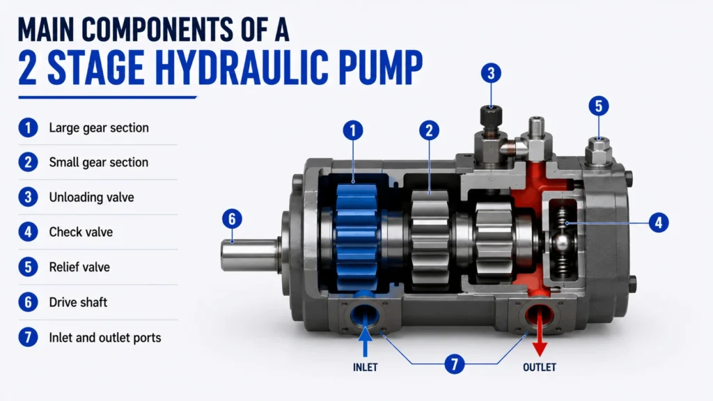 Main Components of a 2 Stage Hydraulic Pump