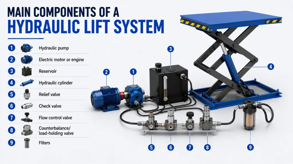 Main Components of a Hydraulic Lift System