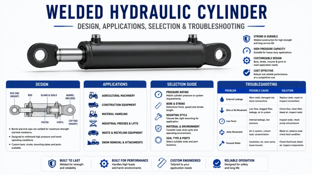 Welded Hydraulic Cylinder- Design, Applications, Selection & Troubleshooting