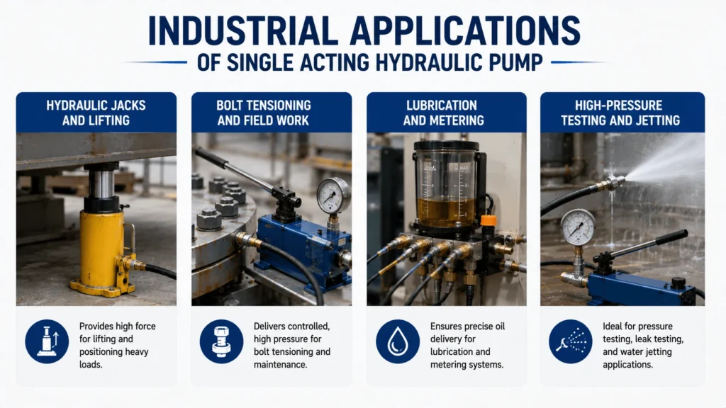 Industrial Applications of Single Acting Hydraulic Pump