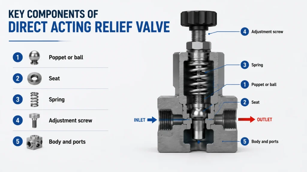 Key Components of Direct Acting Relief Valve