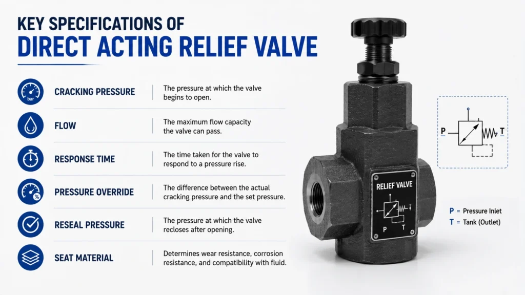 Key Specifications of Direct Acting Relief Valve