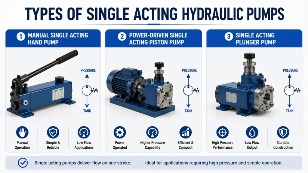 Types of Single Acting Hydraulic Pumps
