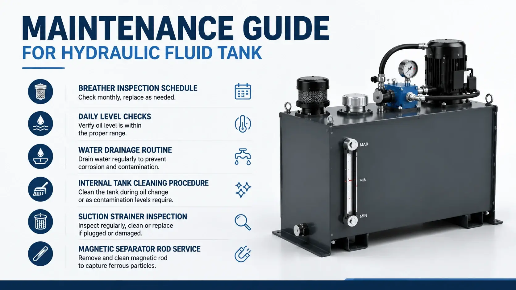 Maintenance guide for hydraulic fluid tank