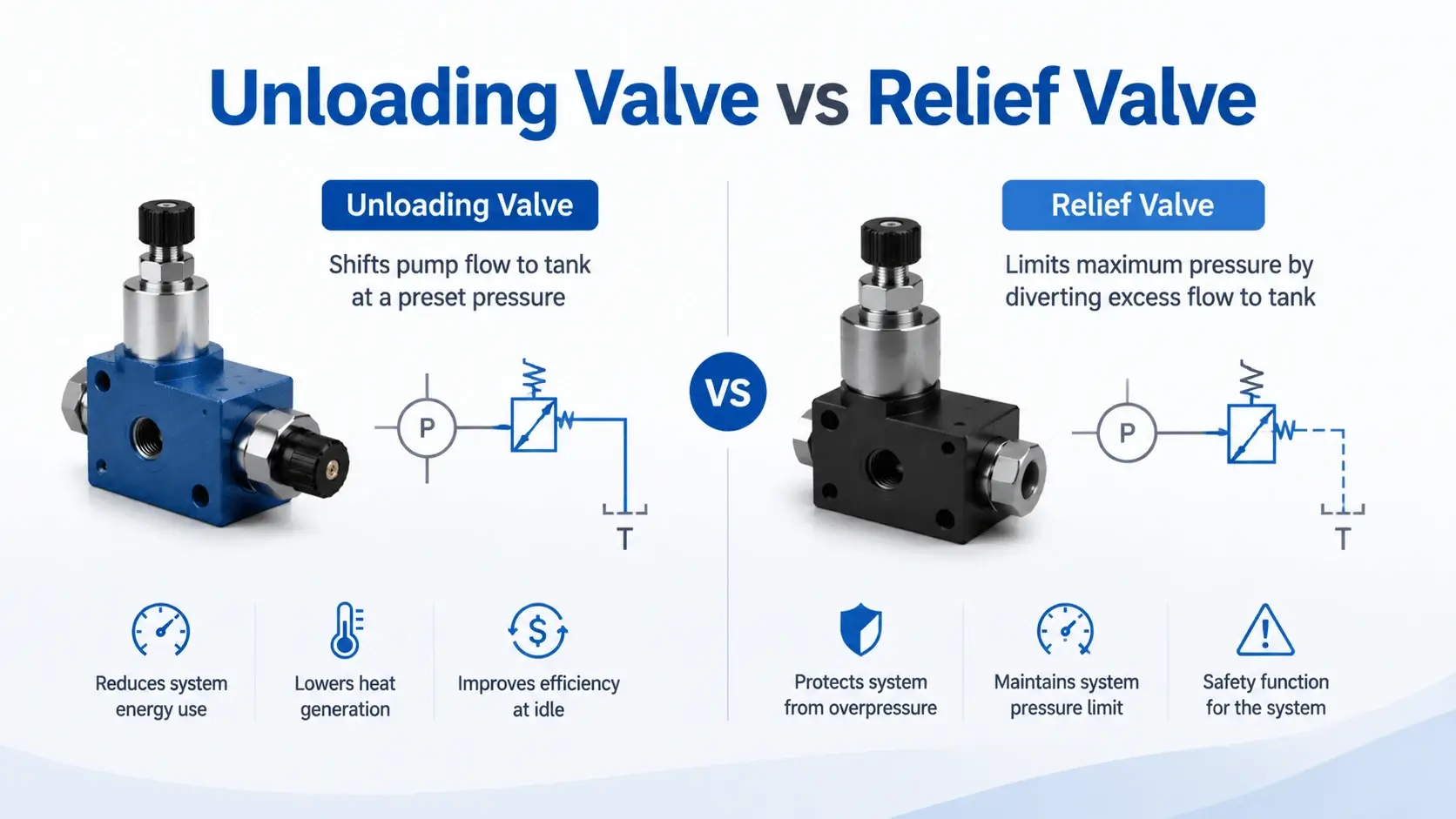Unloading Valve vs Relief Valve